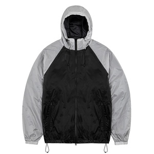 <b>Men's</b> Color Block Lightweight Hooded Windbreaker <b>Jacket</b> Water Resistant Custom Zip up <b>Jacket</b> with Drawstring Hem Zipper Pockets - Product Image 3