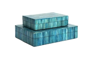 Caja de joyería con incrustaciones de hueso azul hecha a mano, elegante caja de almacenamiento de cuero PU pulido, tamaño personalizado, precio de fábrica, producto de gran oferta - Product Image 2