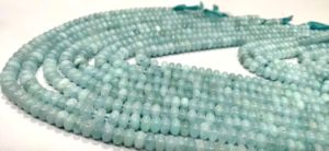 Perles de pierres précieuses en quartz aigue-marine, rondelles lisses, 8 mm, vendues par brin de 8 pouces de long - Product Image 3