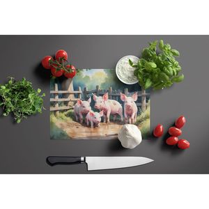 Tabla de cortar de vidrio templado decorativa de gran tamaño, lechones en diseño de barro para platos y platos de cocina - Product Image 3