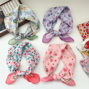 1pcscotton and linen <b>square</b> <b>scarf</b>, cherry blossom printed tie <b>scarf</b>, headscarf, women's filthy headscarf, women's headscarf - Product Image 2