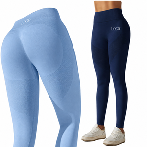 Custom Logo Solid Breathable Eco-Friendly Quick Dry Elastic High Waist <b>Ankle</b>-Length Fitness Pants Scrunch Butt Gym Yoga Leggings - Product Image 1