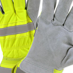 Guantes de Trabajo de Cuero con Puño a Rayas Púrpuras, Resistentes a la Abrasión, Antideslizantes en las Puntas de los Dedos, Resistentes a Impactos, Transpirables, Guantes de Seguridad - Product Image 6