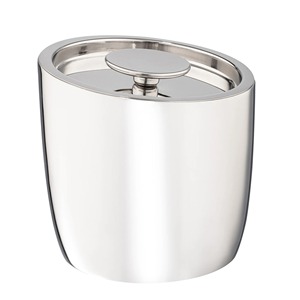 Seau à glace moderne en acier inoxydable poli argenté avec couvercle et poignée, bac à boissons - Product Image 1