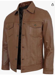 Premium Wholesale Real Lambskin Leather <b>Jacket</b> for Men Vintage <b>Trucker</b> Style Polo Collar Custom Manufacturer - Product Image 5