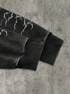 Sweat à capuche oversize épais 480 GSM noir délavé à l'acide avec impression graphique personnalisée en molleton de coton style streetwear vente en gros - Product Image 4