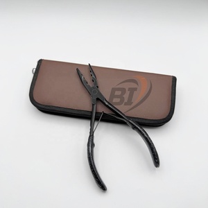 Pince professionnelle en acier inoxydable pour extensions capillaires, pince micro-anneaux avec logo personnalisé, maintien robuste, finition noire brillante et poignée scintillante - Product Image 6