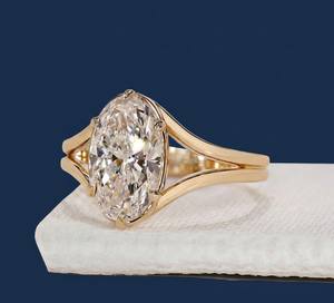 Anillo de Diamante Ovalado de 3.00ct Cultivado en Laboratorio, VVS2 F, Certificado IGI, Oro Amarillo, Anillo de Compromiso Solitario, Venta al Por Mayor - Product Image 2