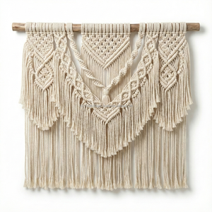 Décoration murale en macramé de qualité supérieure, coton naturel, art décoratif pour chambre à coucher, commande en gros, artisanat durable et écologique en provenance du Vietnam - Product Image 3