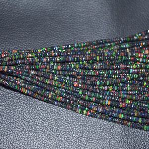 Hilo de cuentas de piedras preciosas Rondelle facetadas de ópalo negro etíope Natural de 3mm y 5mm para la fabricación de joyas a precio al por mayor tienda en línea - Product Image 1