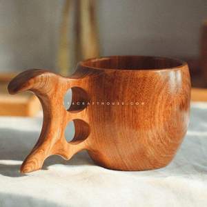 Mug à boire moderne en bois massif de haute qualité, réutilisable, écologique, pour café, thé, bière, durable, artisanal, pour les voyages - Product Image 6