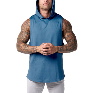 Mens Regular Fit <b>Sleeveless</b> <b>Hoodie</b> Breathable Athletic Workout Soft Gym Training Apparel Summer Polyester/Cotton Custom Design - Product Image 3