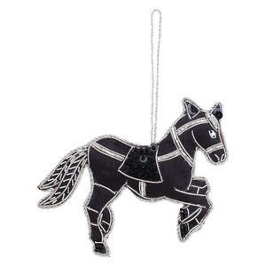 Calcetines de satén de terciopelo con cuentas bordadas a mano, para decoraciones navideñas, Santa, Caballo Negro, elefante personalizado - Product Image 2