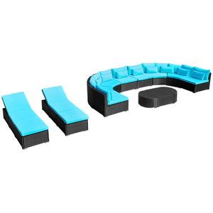 Canapé de jardin noir et bleu tropical, ensemble de jardin élégant pour l'extérieur - Product Image 2