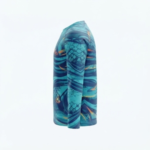 Chemise de pêche à manches longues pour homme, imprimée par transfert thermique, protection solaire UPF 50 anti-UV, motif récif corallien bleu-vert - Product Image 3