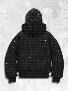 Black Heavyweight Zip up Men's Hoodies Face <b>Cover</b> Mask 100% Cotton Oversized Streetwear Custom Manufacturing - Product Image 3