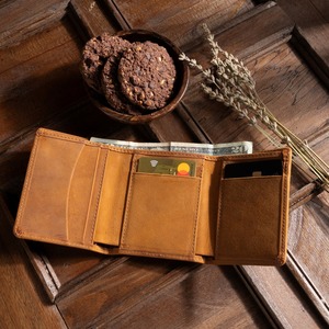 Cartera Triple de Cuero Genuino de Fábrica Directa para Hombre, Tarjetero de Cuero con Logotipo Personalizado, Bolsillo para Tarjetas de Visita LTW-0226 - Product Image 1