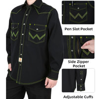 Chemise de travail FR en coton 100 % pour hommes, respirante et résistante aux flammes, pour la soudure industrielle (vente en gros)