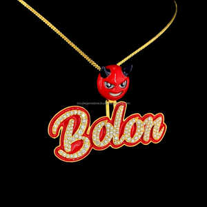 จี้เพชรโมอิสชุบทองสีเงินแท้แบบกำหนดเอง925ตัวการ์ตูนฮิปฮอปเย็นคืนเรืองแสงเคลือบความมืดชื่อที่กำหนดเองได้ - Product Image 3