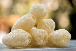 Éponge de bain en loofah naturelle, exfoliante, écologique, porte-savon, jaune clair - Product Image 2