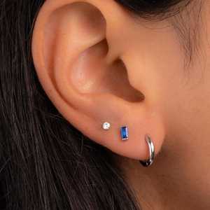 Sapphire <b>Stud</b> <b>Earrings</b> 925 Sterling Silver 14K Gold Plated Tiny Minimalist <b>Blue</b> Birthstone <b>Earrings</b> Gift For Her - Product Image 5