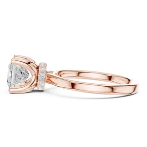 Magnifique bague en or massif avec diamant taille princesse et halo caché, solitaire de laboratoire, bijoux fins unisexes, design glamour - Product Image 4