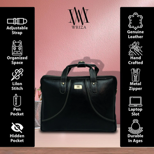 WRIZA Premium Genuine <b>Leather</b> Minimalist Eco-Friendly Laptop Messenger Bag for Men | 15.6 Inch Office <b>Briefcase</b> Adjustable - Product Image 5