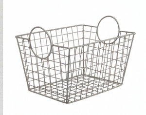 Premium Rectangular Metal <b>Wire</b> <b>Storage</b> <b>Basket</b> With Handles Simple Multi Purpose Neatening Organizer For Home - Product Image 1