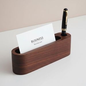 AZ ENTERPRISES Blank Customized Wooden Business Card Holder <b>Solid</b> <b>Wood</b> Name Card Stand Natural <b>Wood</b> Color Office Promotional - Product Image 3