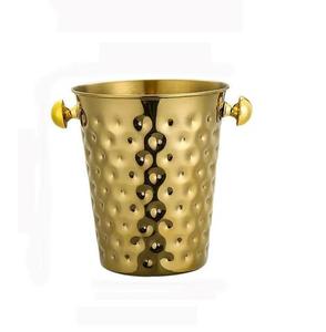 Cubo de hielo de acero inoxidable con asas de asta de ciervo, diseño redondo vintage, resistente al óxido, enfriador para fiestas. - Product Image 2