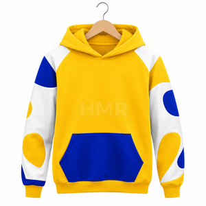 Sweat-shirt à capuche HMR Sorority Sisterhood, color-block jaune, bleu, blanc, en coton, décontracté, avec poches, coupe classique - Product Image 5