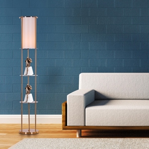 Gold Floor <b>Lamp</b> with <b>Shelves</b> Modern Storage Standing Light Luxury Symmetric Design Display <b>Shelf</b> <b>Lamp</b> Practical Aesthetic - Product Image 3