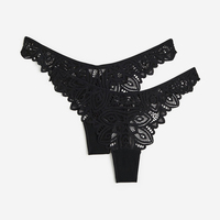 Culottes Tanga Sexy à Taille Basse pour Femmes, en Coton Biologique Crocheté, Dentelle Sans Couture, Tissu Rayé Personnalisable, Vente en Gros