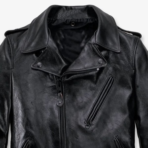 Veste de moto en cuir véritable pour homme, fermeture éclair, ceinture, coupe ajustée, style décontracté, veste de motard en cuir avec fermeture éclair sur le devant - Product Image 2