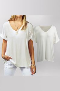 T-shirt d'été vintage simple pour femme, séchage rapide, col en V, manches courtes, confortable, polyvalent, fabriqué en usine - Product Image 4