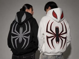 Sweat à capuche blanc pour homme avec logo brodé en strass sur le devant, coupe décontractée, tricoté 100 % coton, idéal pour l'automne - Product Image 5