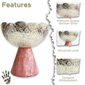 Cuenco decorativo de resina epoxi rosa brillante, artículos de comedor de pie de Metal dorado para hoteles, fiestas, eventos con Ángel para Eid Special - Product Image 4