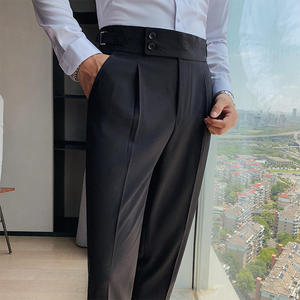 Pantalon de costume décontracté pour homme, coupe droite, taille haute, sans repassage, idéal pour l'été et les occasions formelles - Product Image 3