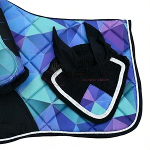 Wholesale 3pcs Equestrian Set Saddle Pad Ear <b>Bonnet</b> Protective Brushing Boots Cotton Material Anti Friction Riding Equipment - Product Image 5