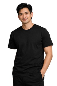 Custom Men's Casual T-shirts Bulk Wholesale 100% Cotton Premium 180g Knitted Breathable Eco-Friendly Plain Dyed Print <b>Light</b> - Product Image 4