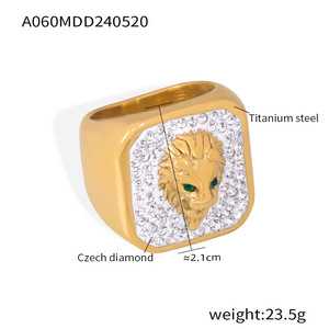 Collier pendentif tête de lion, chaîne en corde texturée, accent diamant, bijoux en acier inoxydable doré pour femmes - Product Image 6