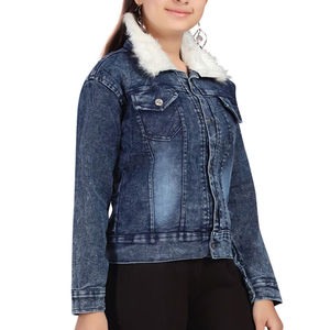 Veste en jean tendance pour femme en coton avec doublure en laine, couleur unie, fabrication en usine, faible MOQ pour la saison hivernale - Product Image 4