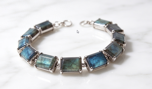 925 <b>Silver</b> Geometric Lapis Lazuli <b>Beaded</b> Bracelet Classic Style Unisex Everyday Wear - Product Image 2