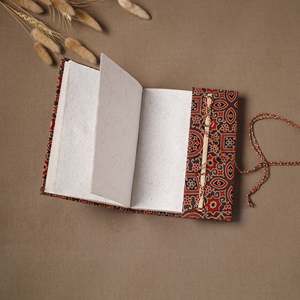 Handblock Ajrakh Fabric Notebook Thread <b>Lock</b> Closure Handmade Paper Journal <b>Diary</b> Ethnic Cloth Cover Travel Sketchbook Gift Note - Product Image 6