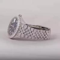 Montre-bracelet de luxe en acier inoxydable style diamant glacé, quartz, moissanite, design hip-hop, étanche 10 bars