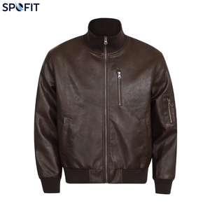 American Retro <b>High</b>-End Biker Style PU <b>Leather</b> Stand Collar Jacket Men's Thickened <b>Leather</b> Solid Loose Fit Design Winter <b>Tops</b> - Product Image 1