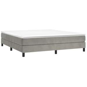 Base de Cama King Tapizada en Terciopelo Gris Claro, Madera Sintética con Contrachapado, Diseño de Cama Duradero y Elegante - Product Image 3