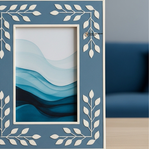 Cadre photo décoratif en os bleu incrusté, design artisanal fait main - Product Image 2