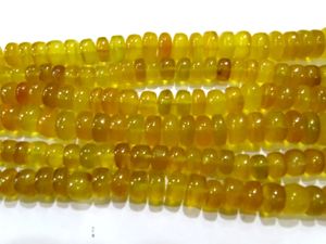 Cuentas de Calcedonia Amarilla Natural, Forma Rondelle, Lisas, de 10-12 mm, 8 Pulgadas de Largo - Product Image 2