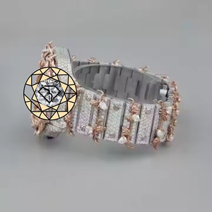 Reloj de pulsera de diseño artístico con diamantes, diseño de ramas, movimiento de cuarzo de acero inoxidable personalizado, reloj de pulsera de diseñador para hombre - Product Image 5